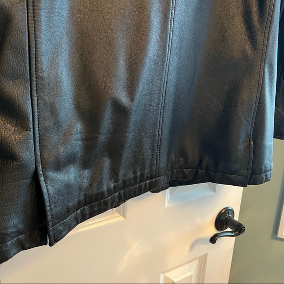 Black Leather Kenneth Cole Lined Coat Mens Size Large - Picture 13 of 15